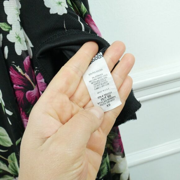 Vintage XS Dress Y2K Babydoll Floral Micro Mesh Boho Romantic Feminine Sundress - Picture 7 of 8